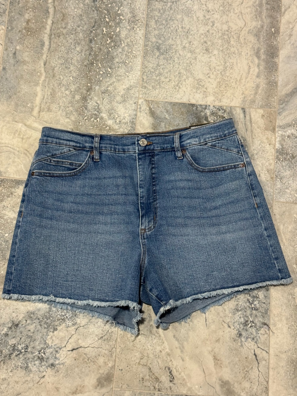 sofia by sofia vergara Medium Blue Frayed Hem Denim Shorts